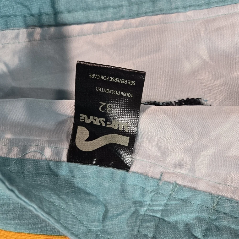 Surf Style Men Sz 32 Drawstring Waist Swim Shorts Trunks Sunset Design EUC Beach